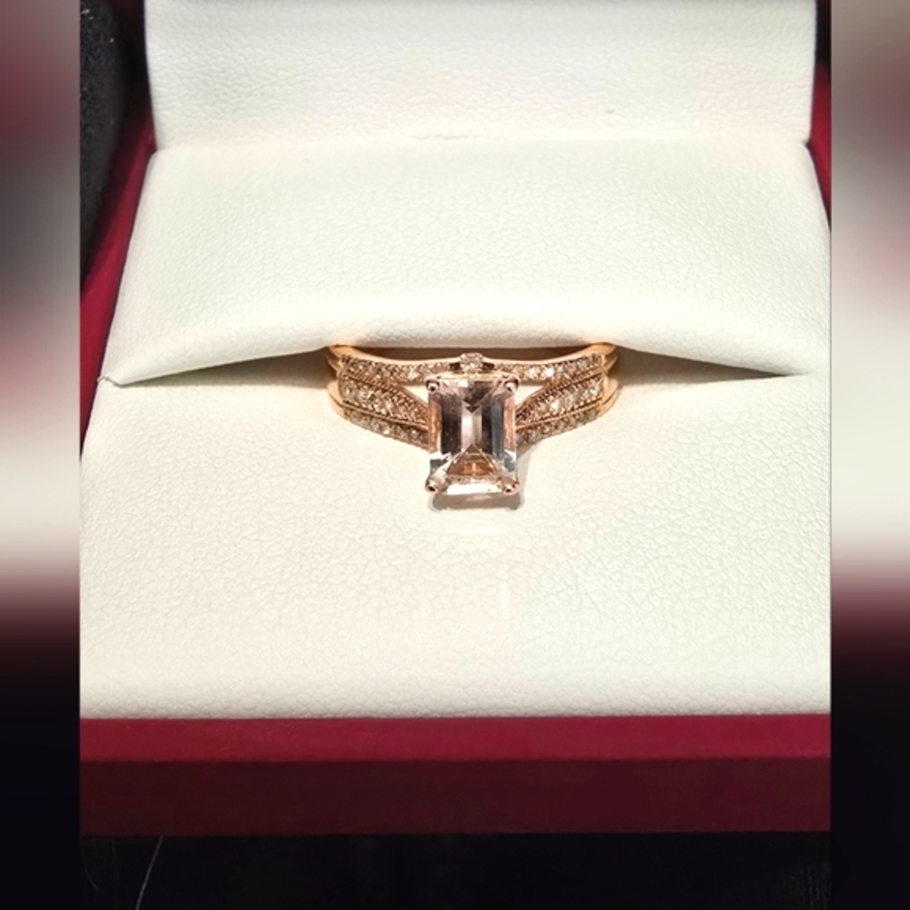 Stunning Morganite And Diamond Rose Gold Ring